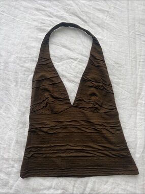 silence + noise Chocolate Brown Halter V-Neck Top